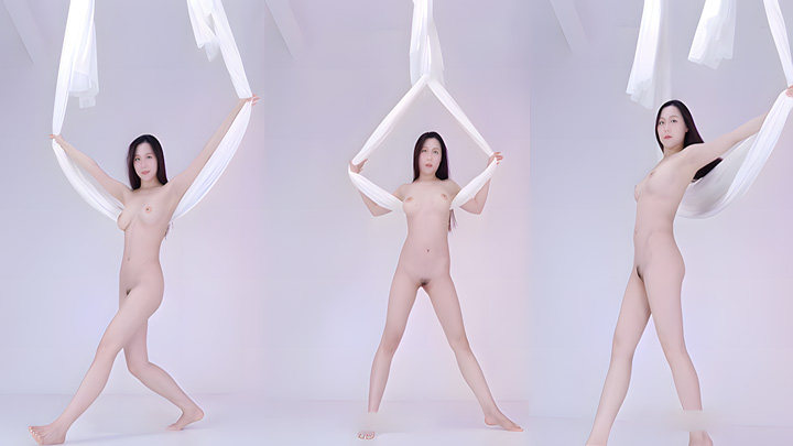 日月俱乐部付费『阿伦』空中瑜伽上下翻飞堪称绝美